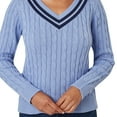 thumbnail image 4 of Lands' End Women's V-Neck Cable Sweater, 4 of 5
