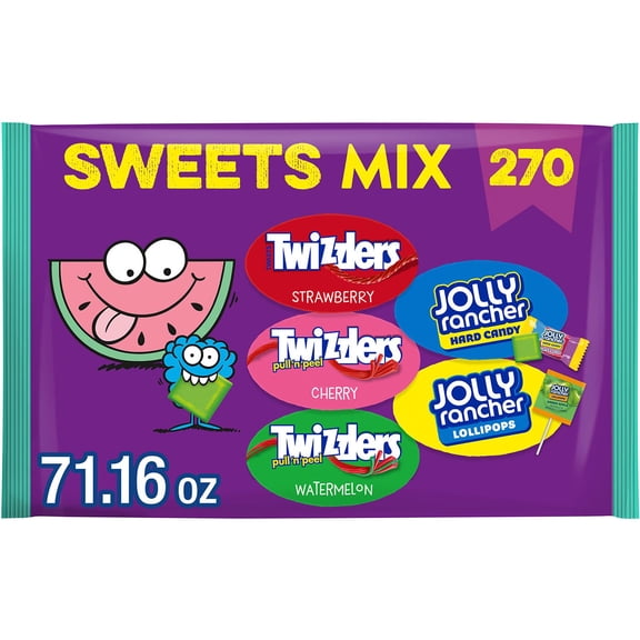 JOLLY RANCHER & TWIZZLERS Fruit Flavored Candy, Variety Pack, Fun Size, 270 pcs.