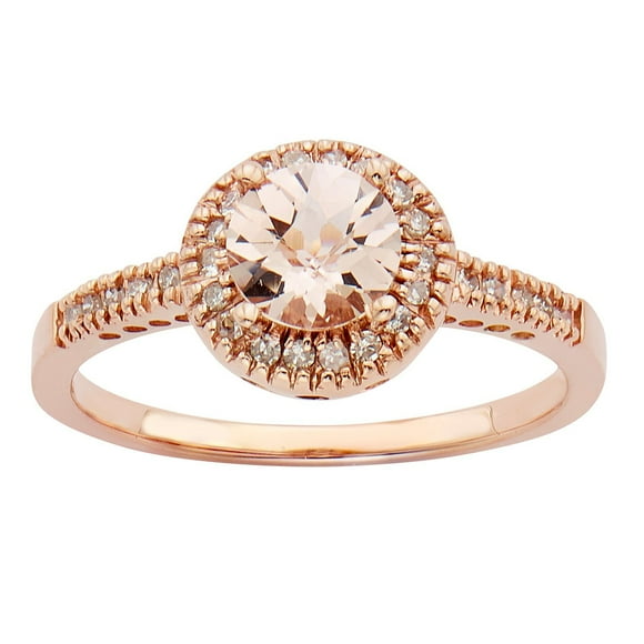 Round Cut Gemstone & 0.13 CT. T.W. Halo Diamond Ring in 14K Gold