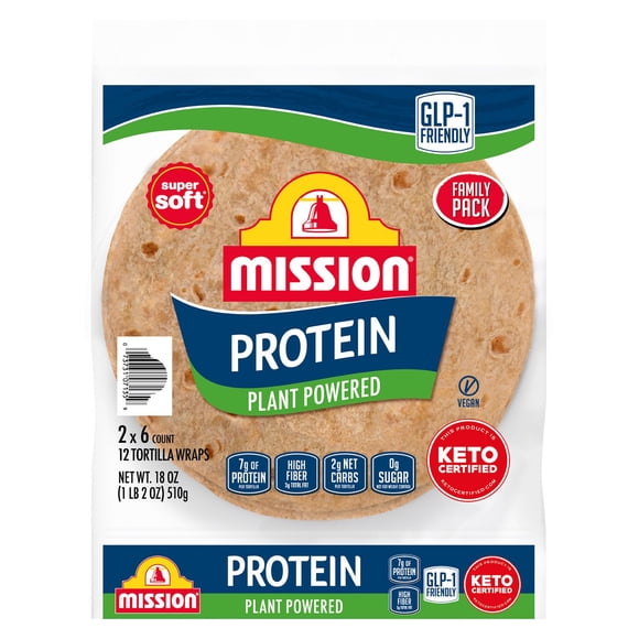 Mission 8" Protein Whole Wheat Flour Tortillas, 12 ct.
