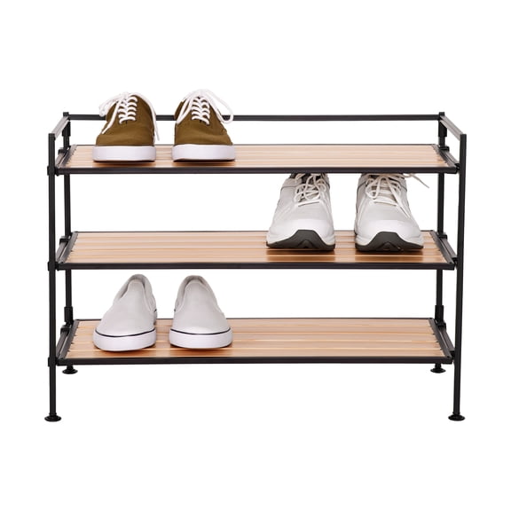 Seville Classics 3-Tier Resin Slat Shoe Rack, 26.5" W x 12.2" D x 19" H Assorted Colors