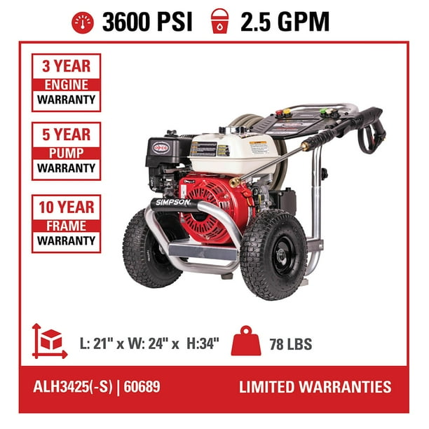 Aluminum ALH3425(-S) 49-State 3600 PSI at 2.5 GPM HONDA® GX200