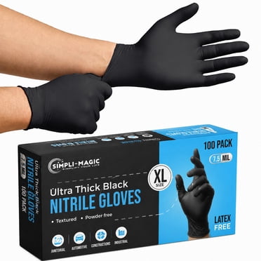 Simpli-Magic Industrial Black Nitrile Gloves, 100-Count