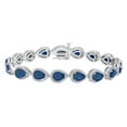 thumbnail image 1 of Pear Cut Lab Created Gemstone Halo Tennis Bracelet in Sterling Silver, 1 of 5