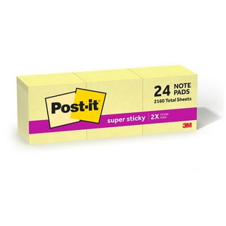 Post-it Super Sticky Notes, Canary Yellow, 3 in. x 3 in., 24 Pads