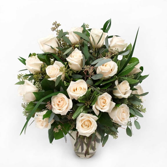 Member's Mark Roses and Greenery Vase Arrangement, choose color and stem count