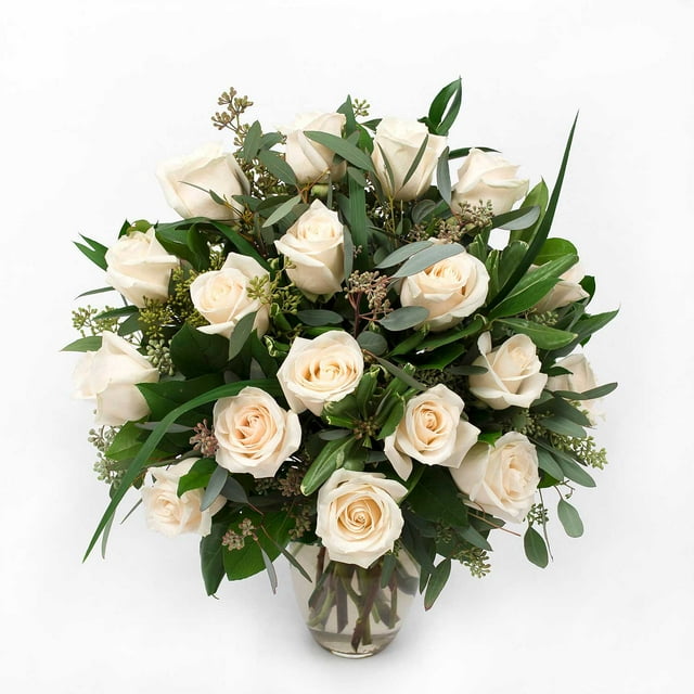 Member's Mark Roses and Greenery Vase Arrangement, choose color and stem count