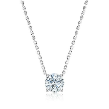 Lab Created Solitaire Diamond Pendant Necklace in 18K Gold