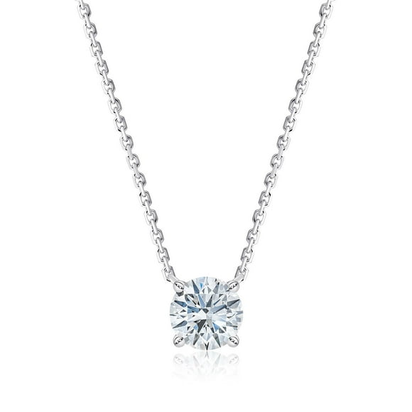 Lab Created Solitaire Diamond Pendant Necklace in 18K Gold