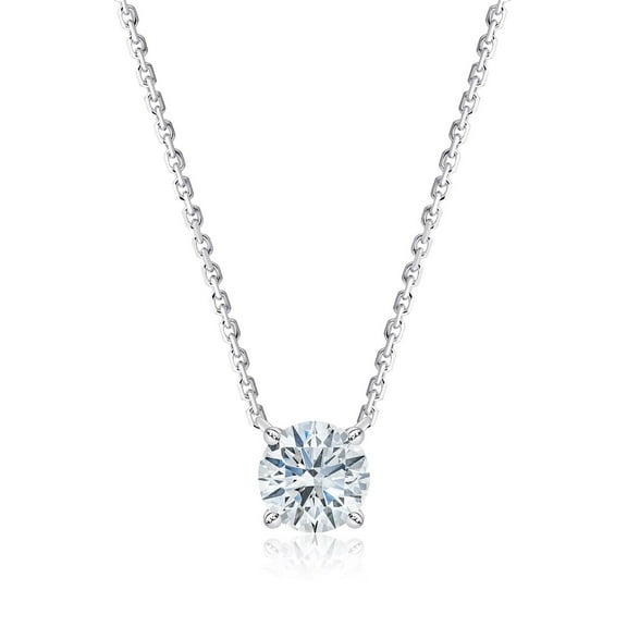 Lab Created Solitaire Diamond Pendant Necklace in 18K Gold