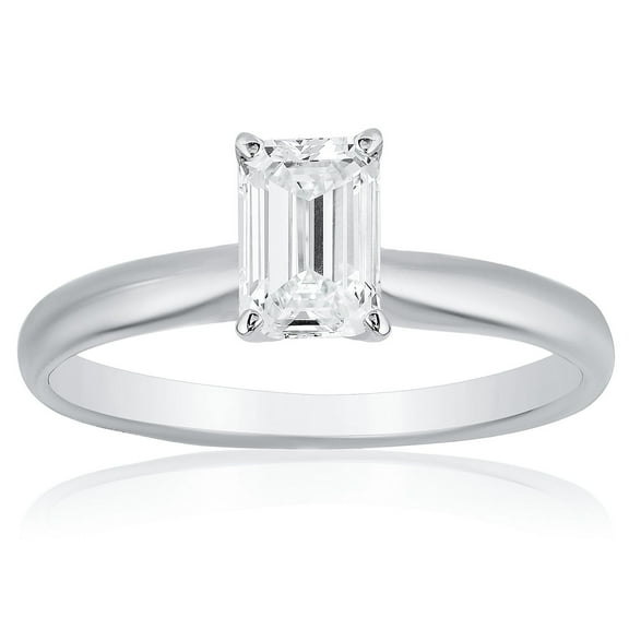 Emerald Diamond Solitaire Ring in 18K Gold