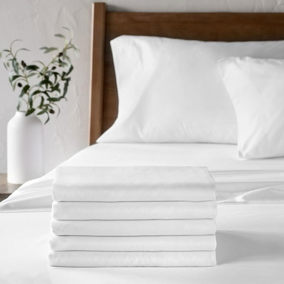 Hospitality Bulk Fitted Bed Sheets, 6-Pack, White, Assorted Sizes