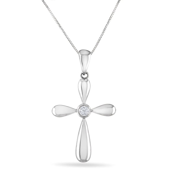 0.03 CT. T.W. Diamond Cross Pendant in 14K Gold