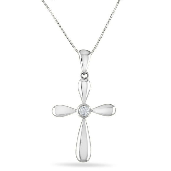 0.03 CT. T.W. Diamond Cross Pendant in 14K Gold