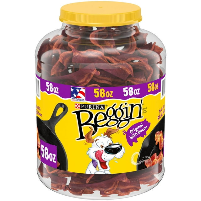 Purina Beggin Strips Real Meat Dog Treats, Bacon with Beef Flavor, 58 oz.