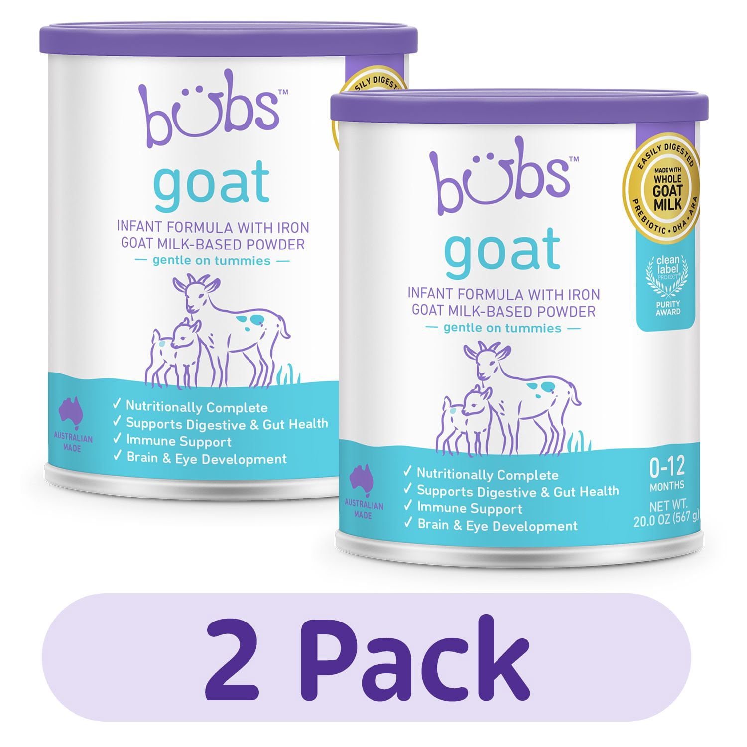 Bubs Goat Milk Infant Formula Powder With Iron, 20 oz., 2 pk