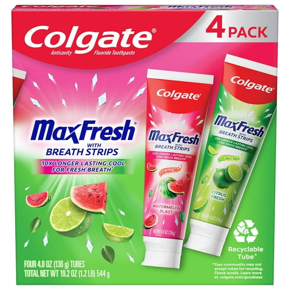 Colgate Max Fresh Fruity Toothpaste, 4.8oz., 4pk