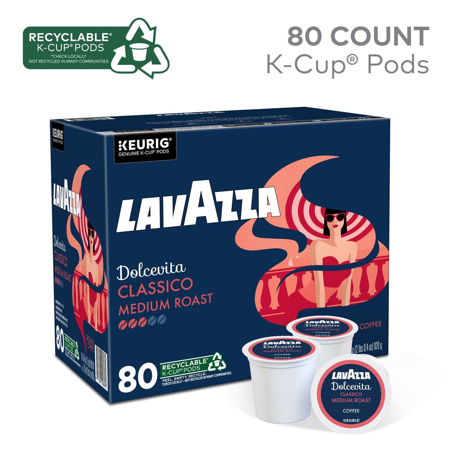 Lavazza Dolcevita Classico Medium Roast Coffee K-Cup Pods, 80 ct
