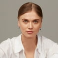 thumbnail image 5 of Oval Cut Genuine Gemstone and 0.16 CT. T.W. Diamond Dangle Earrings in 14K Gold, 5 of 5