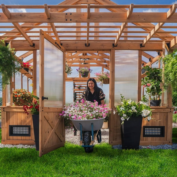 Backyard Discovery 13' x 11' Traditional Cedar Greenhouse - DIY