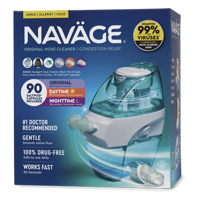 Navage Nasal Care Nose Cleaner Bundle with 90 SaltPods