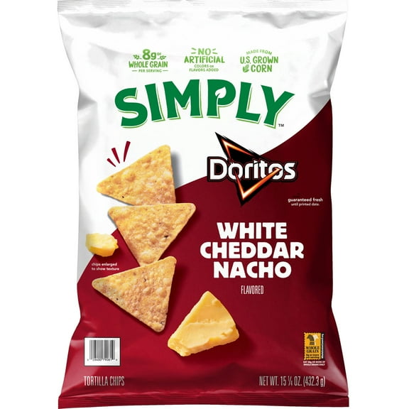 Simply Doritos White Cheddar Nacho Tortilla Chips, 15.25 oz.