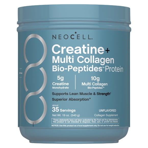NeoCell® Creatine + Multi Collagen Bio-Peptides™ Protein Unflavored Powder, 19 oz (540 g)