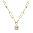 thumbnail image 1 of Round Cut Diamond Paperclip Necklace in 14K Gold, 1 of 7