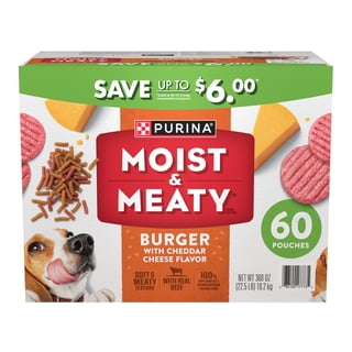 Purina Moist & Meaty Burger with Cheddar Cheese Flavor, Adult Dog Food, 6 oz., 60 ct.