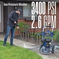 thumbnail image 4 of 3400 PSI Westinghouse 2.6 GPM Gas Powered Heavy Duty Pressure Washer + Soap Nozzle / Container, 4 of 13