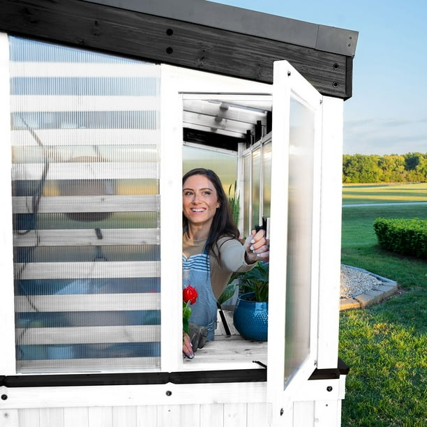 Backyard Discovery 9' x 6' Slant Roof Cedar Greenhouse in White