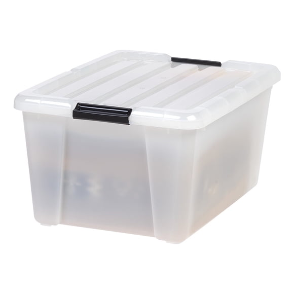 IRIS USA 45 Qt Buckle-Up Storage Box, Natural, 4 Piece Set