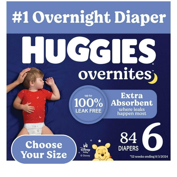 Huggies Overnites Nighttime Baby Diapers, Sizes 3-7