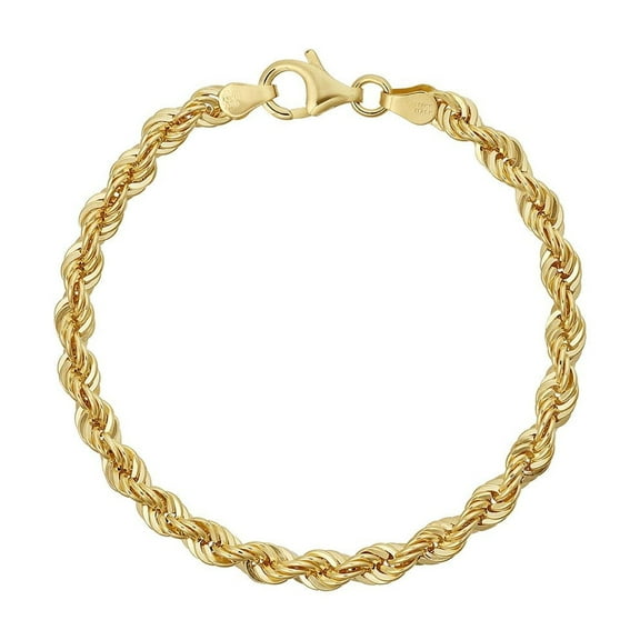 Diamond Cut Rope Chain Bracelet in 14K Gold