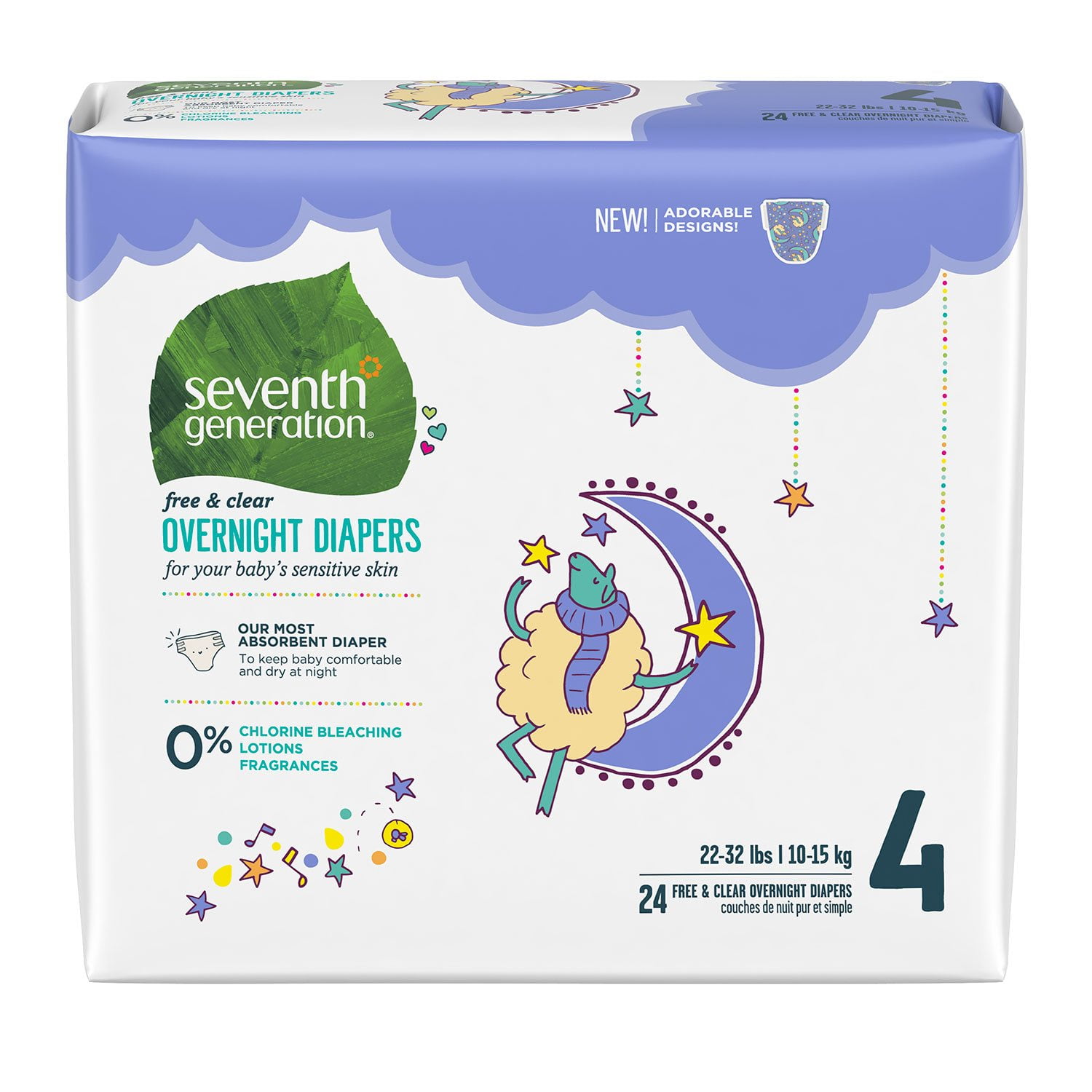Seventh Generation Free Clear Overnight Diapers (Choose Your