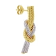thumbnail image 5 of Two-Tone Ribbed Interlock Earrings in Italian Sterling Silver and 14K Gold, 5 of 6