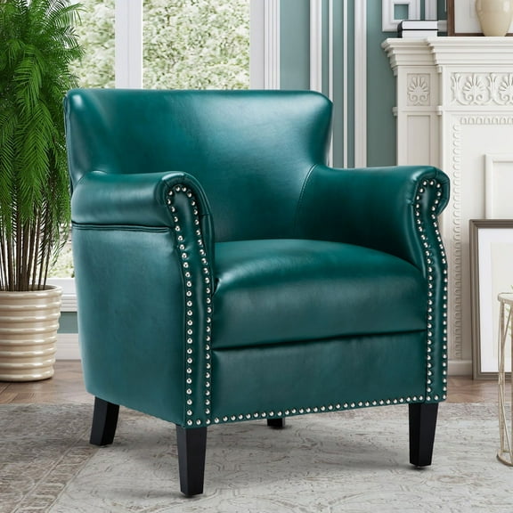 Hallie Club Top-Grain Leather Chair, Assorted Colors