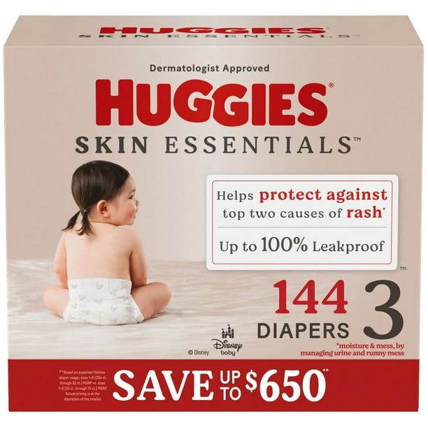 Huggies Skin Essentials Baby Diapers, Sizes 1-6