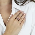 thumbnail image 5 of Emerald Cut Gemstone & 0.14 CT. T.W. Halo Diamond Ring in Sterling Silver, 5 of 5