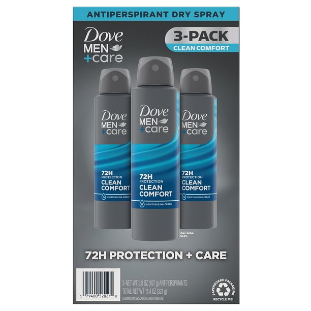 Dove Men's+Care Clean Comfort Antiperspirant Deodorant Dry Spray, 3.8 oz., 3 pk