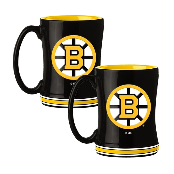 Logo Brands Boston Bruins 14oz Relief Mug Set