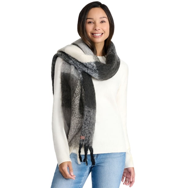 NWT Lucky Brand Black Gray Scarf And Hat Set Lucky Brand Women main image 4