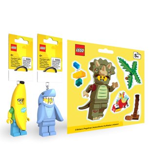 LEGO Shark & Banana Keychain Lights + Triceratops Sticker