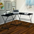 thumbnail image 1 of Techni Mobili L-Shaped Glass Computer Desk, Black, 1 of 7