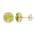thumbnail image 1 of Round Cut Gemstone & 0.13 CT. T.W. Halo Diamond Stud Earrings in 14K Gold, 1 of 5