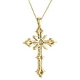 thumbnail image 3 of Baguette and Round Cut Diamond Cross Pendant Necklace in 14K Gold, 3 of 7