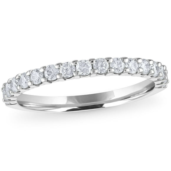Round Cut Semi Eternity Diamond Band in 14K Gold
