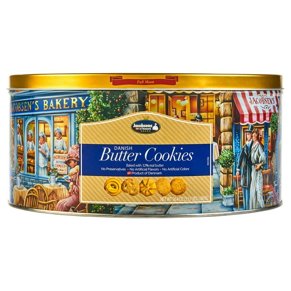 Jacobsens Original Premium Danish Butter Cookie Tin, 3.5 lbs.