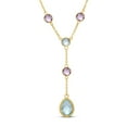 thumbnail image 2 of Round & Pear Cut Multi-Gemstone Lariat Necklace in 14K Gold, 2 of 5