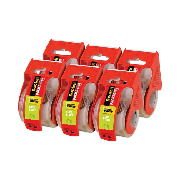 Scotch Sure Start Packaging Tape with Dispenser, 1.5